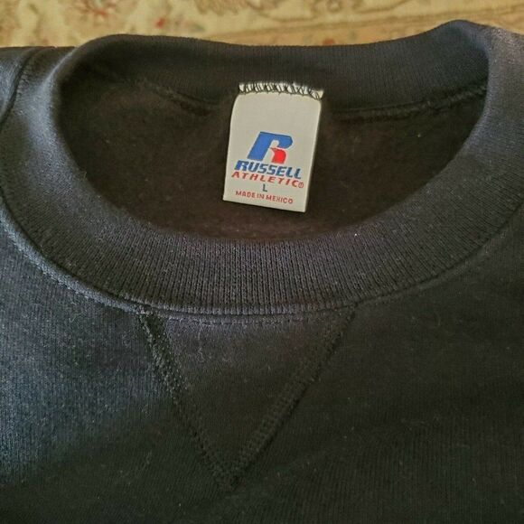 Russell Athletic Castrol Syntex Large Graphic L Vintage 90s Black Sweatshirt USA - Picture 7 of 10